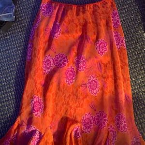 long flower red skirt